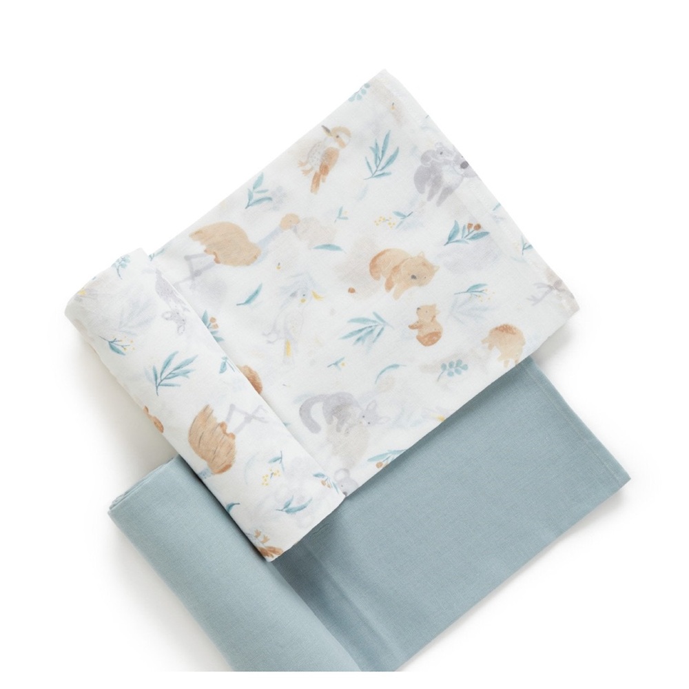 PUREBABY Aussie Animal Print Muslin Swaddle Blanket